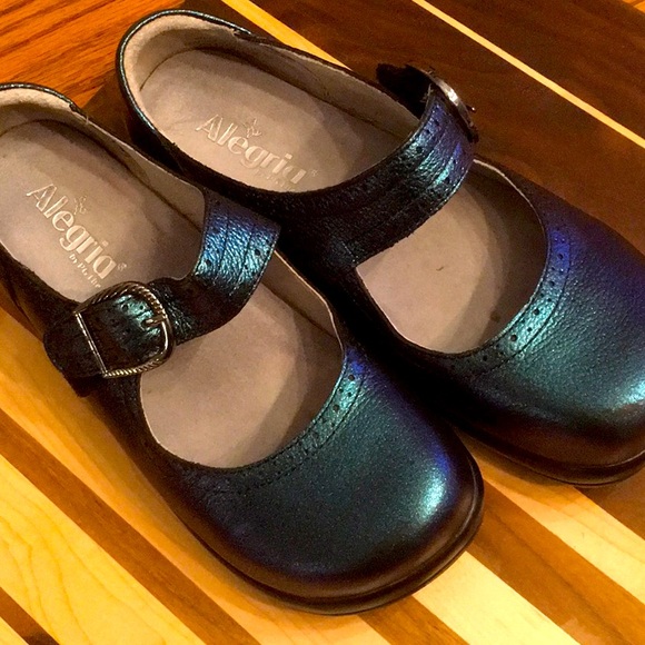 Alegria Shoes - Alegria Metallic Blue Mary Janes